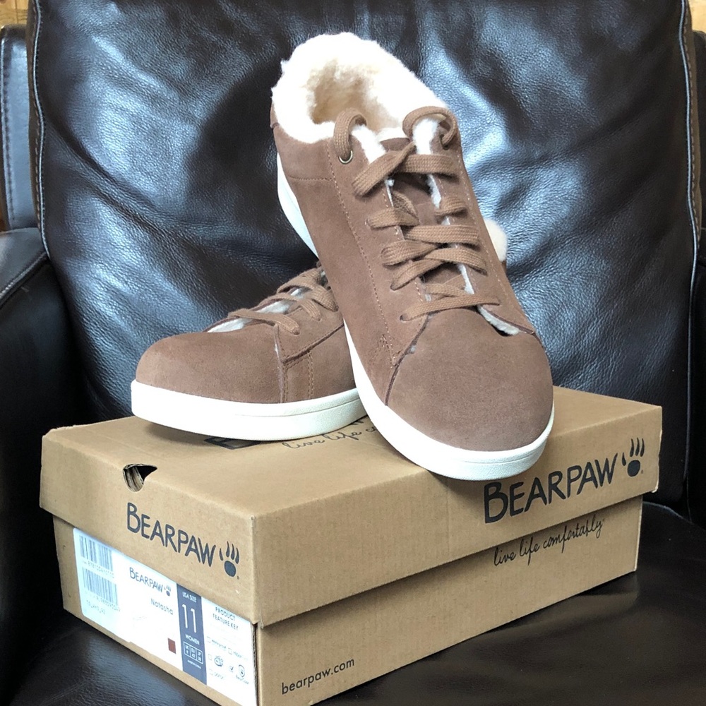BearPaw Women's Brown Sneakers with Cream Accents